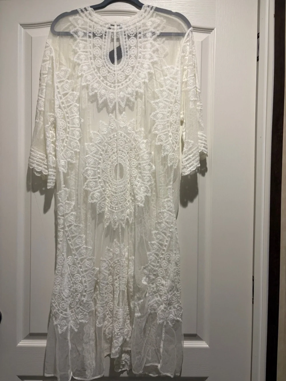 Rachel Zoe White Lace Embroidered Kimono Duster - Picture 2 of 4